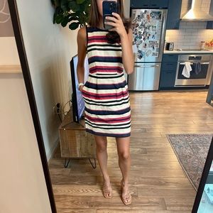 JCrew Nautical White Striped Dress w Pockets - Size 00